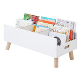 Porta Livros Revisteiro Infantil Chão-montessori-branco-60cm