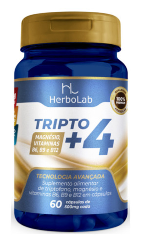 Tripto+ 4 (l-triptofano) 60 Cápsulas 500mg Herbolab Sabor Sem Sabor