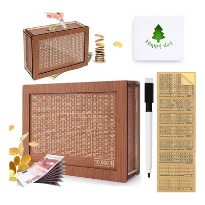 Grandes alcancías de madera Hucha Ahorradora Objetivo Ahorro Reto10000 con Caja Digital Sobres Flores Decoración | MercadoLibre