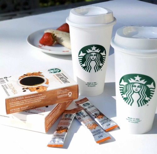 Set 3 Vasos Plástico Starbucks Reusable Con Tapa