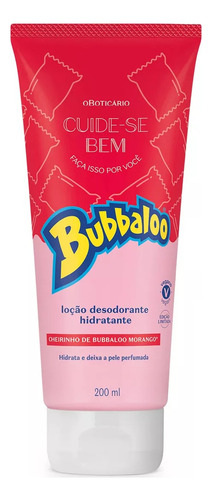 Oboticario Cuide Se Bem Hidratante Bubbaloo Morango 200ml