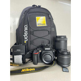 Cámara Réflex Nikon D3500 + 2 Lentes + Mochila + Batería