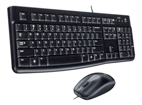 Kit Teclado E Mouse Logitech Mk120 Com Fio Usb Preto