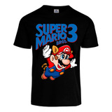 Playera Mario Bros 3 Mario Mapache Portada Nes Negra