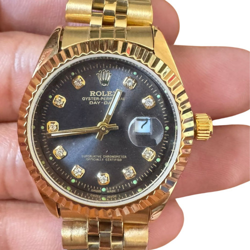 Relogio Pequeno Feminino Datejust Rolex Dourado Com Preto