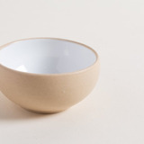 Mini Bowl Compotera Korba Blanco Brilloso Con Beige De 10cm