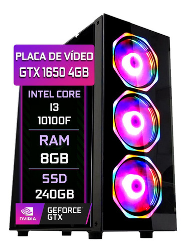 Pc Gamer Fácil Intel I3 10100f 8gb Gtx 1650 4gb Ssd 240gb