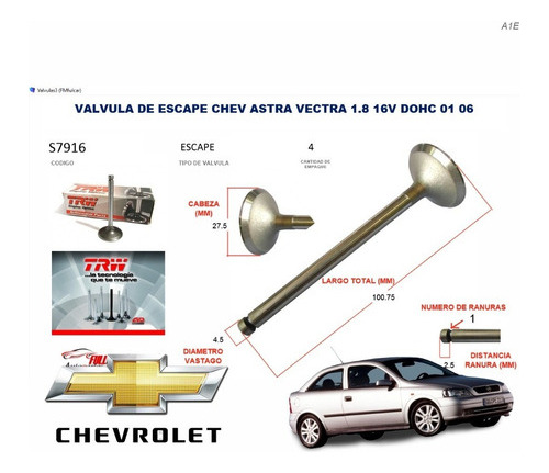 Valvula Motor Escape Chevrolet Astra 1.8 16v Doch 01 06 Foto 2