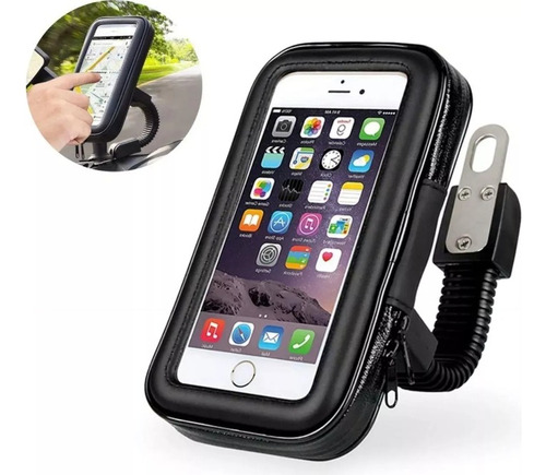 Soporte Gps Moto Espejo Celular 5.5 + Funda Touch