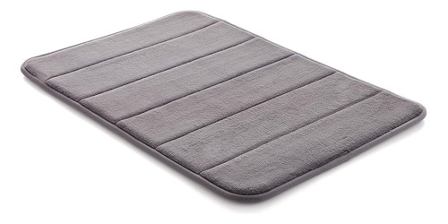 Alfombra De Baño Memory Lineas Gris Antideslizante