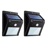 2 Refletor Arandela Parede Solar C/ Sensor 2w Branco Frio