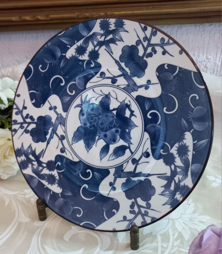 Prato Porcelana Chinesa Florais Azuis 1 Peça