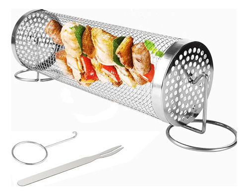 Rolling Grilling Basket, Bbq Net Tube,greatest Grilling Bask