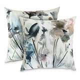 Floral Throw Pillow Covers 20x20 Set Of 2 Vintage Water...