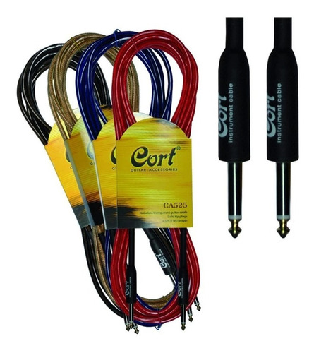 Cable Guitarra O Bajo Plug 5 Metros Cort Ca525 Color Rojo