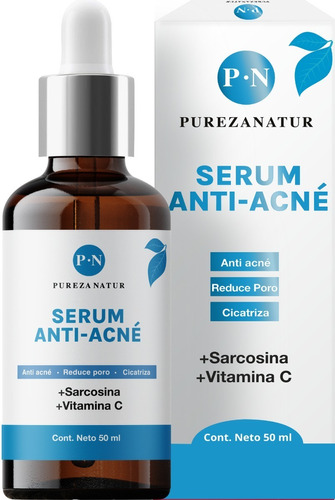 Serum Tratamiento Anti Acné Piel Grasa Combate Espinillas Con Vitamina C Y Sarcosina Ideal Para Imperfecciones Puntos Negros Y Sebo 20+ Años 50ml Pureza Natur