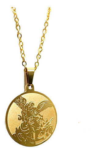 Medalla San Miguel Arcangel En Acero + Cadena