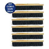 Kit Com 6 Vassoura Escovão Gari Nylon Duro 60cm Sem Cabo