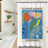 Cortinas De Baño/tela Impermeable/180x180/flower Copenhage