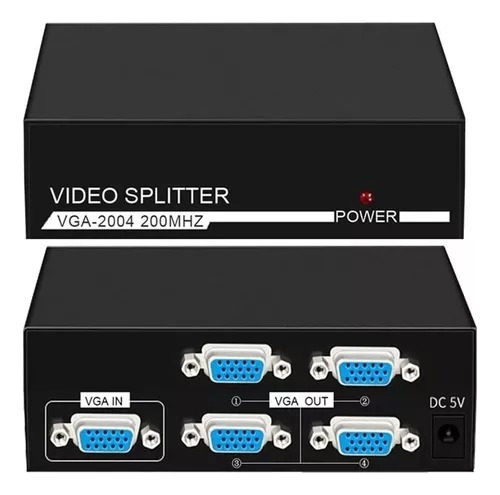 Splitter Hub De Video Divisor Vga 1 Entrada E 4 Saídas