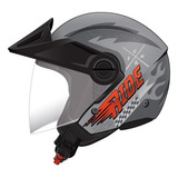 Casco Abierto Ich 102 Ign Gris Naranja Neon Visor Tr