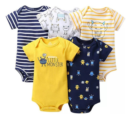 Set 5 Pañaleros Manga Corta Niño Y Niña Carters 0-24 Meses A