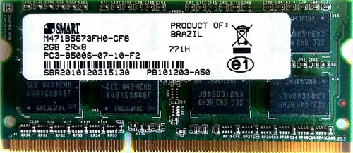 Memoria Notebook Smart Ddr3 2gb Pc3-8500s-07-10-f2 2rx8