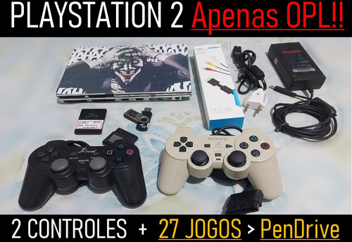 Sony Playstation 2 Ps2 - Apenas Para 0pl + 2 Controles +  Pendrive C/ 27 G4mes - Z04