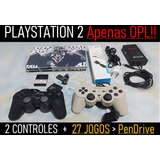 Sony Playstation 2 Ps2 - Apenas Para 0pl + 2 Controles +  Pendrive C/ 27 G4mes - Z04