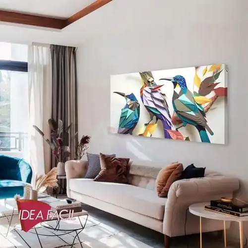 Cuadro Colibrí Artístico Panorámico Canvas 140x70