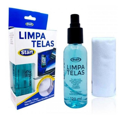 Kit Limpa Telas Start Tvs Gps Celular Vidros Bactericida