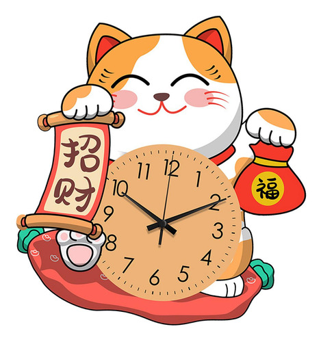 Reloj De Pared Decorativo Con Diseño De Gato De La , L