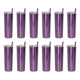 12 Termos Para Bebidas De 20oz Vaso Acero Inoxidable Skinny Color Morado