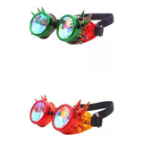 2x Rainbow Steampunk Goggles Gafas De Caleidoscopio De