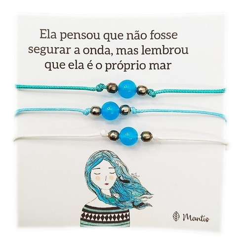 Conjunto 3 Pulseiras Brilha Escuro Amizade Sereia Feminina