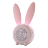 Reloj Despertador Digital Nocturnas Orejas Conejo Para Niños