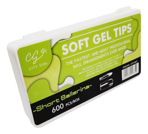 Tips Soft Gel Prelimados City Girl X 600 Caja Organizadora 