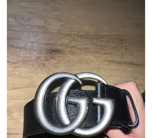 Cinturón Gucci Negro De Hebilla Doble G