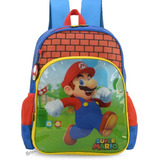 Mochila De Costas Infantil Masculina Super Mario Bros 37563 Cor Azul