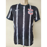 Camisa Corinthians Masculina Preta Listrada Cassio 2021 2022