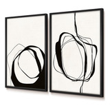 Quadro Decorativo Duo Abstrato Sala Vidro 50x70 Linhas Preto