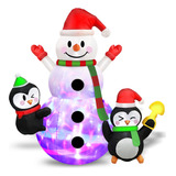 1.8m Inflable Navidad De Muñeco Nieve Pingüino Luces Led
