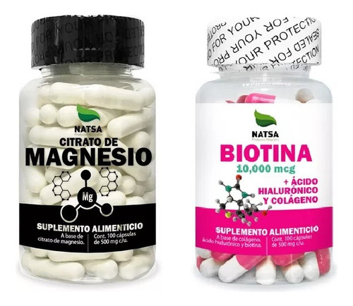 Natsa 2 Pack Citrato De Magnesio Y Biotina 100 Caps Sfn 
