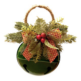 Navidad Cascabel Plano Ornamento Adorno Verde 15cm X 25cm