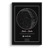 Quadro Mapa Das Estrelas Com Spotify A4 C/ Moldura E Vidro