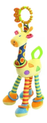Brinquedo Girafa Mordedor Chocalho Bebê Pelúcia Naninha Cor Amarelo
