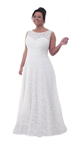 Vestido Renda Festa Noiva Plus Size 84 Civil Casamento Longo