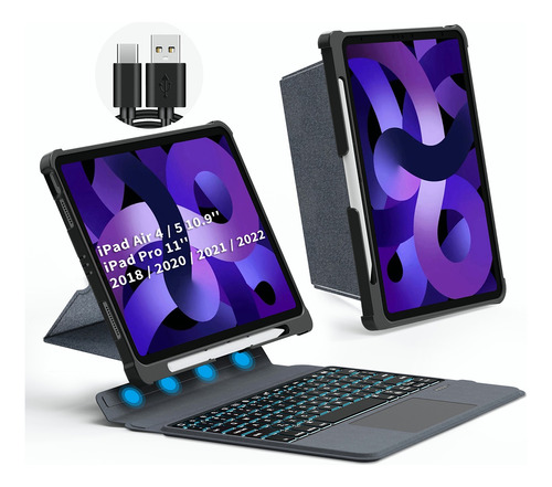 Funda Para iPad Y Teclado Inalámbrico Desmontable 10.9'/11'