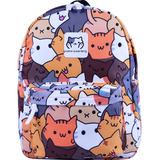 Mochila Informal De Moda Para Estudiante Con Estampado De Gato De Dibujos Animadosu