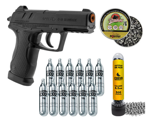 Pistola Co2 Gamo C-15 Blowback Semiautomática + Kit Recarga